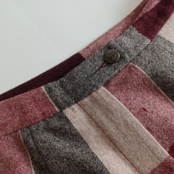 Yihua Burgundy Plaid Wool Blend Wide Leg Vintage Trousers - Picture 4 of 16